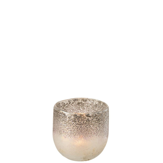J-Line J-Line windlicht Milano - glas - grijs/roze - small