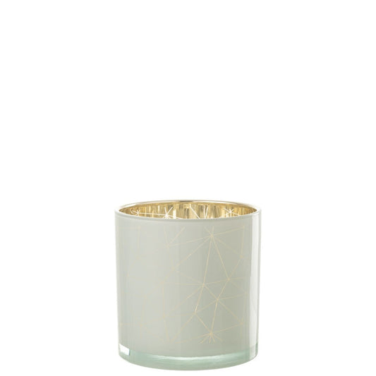 J-Line J-Line windlicht Milano - glas - wit/goud - large