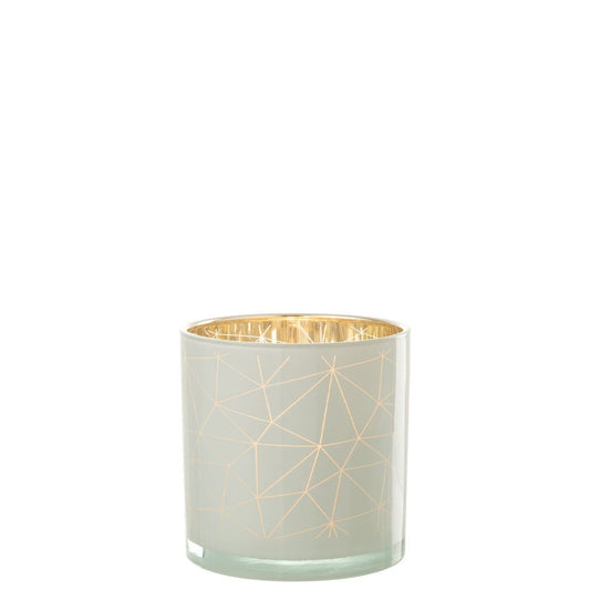 J-Line J-Line windlicht Milano - glas - wit/goud - large
