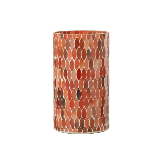 J-Line J-Line windlicht Mozaiek Blad - glas - rood/oranje - large