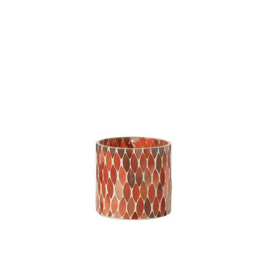 J-Line J-Line windlicht Mozaiek Blad - glas - rood/oranje - medium