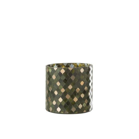 J-Line J-Line windlicht Mozaiek Cilinder -  glas - groen - large