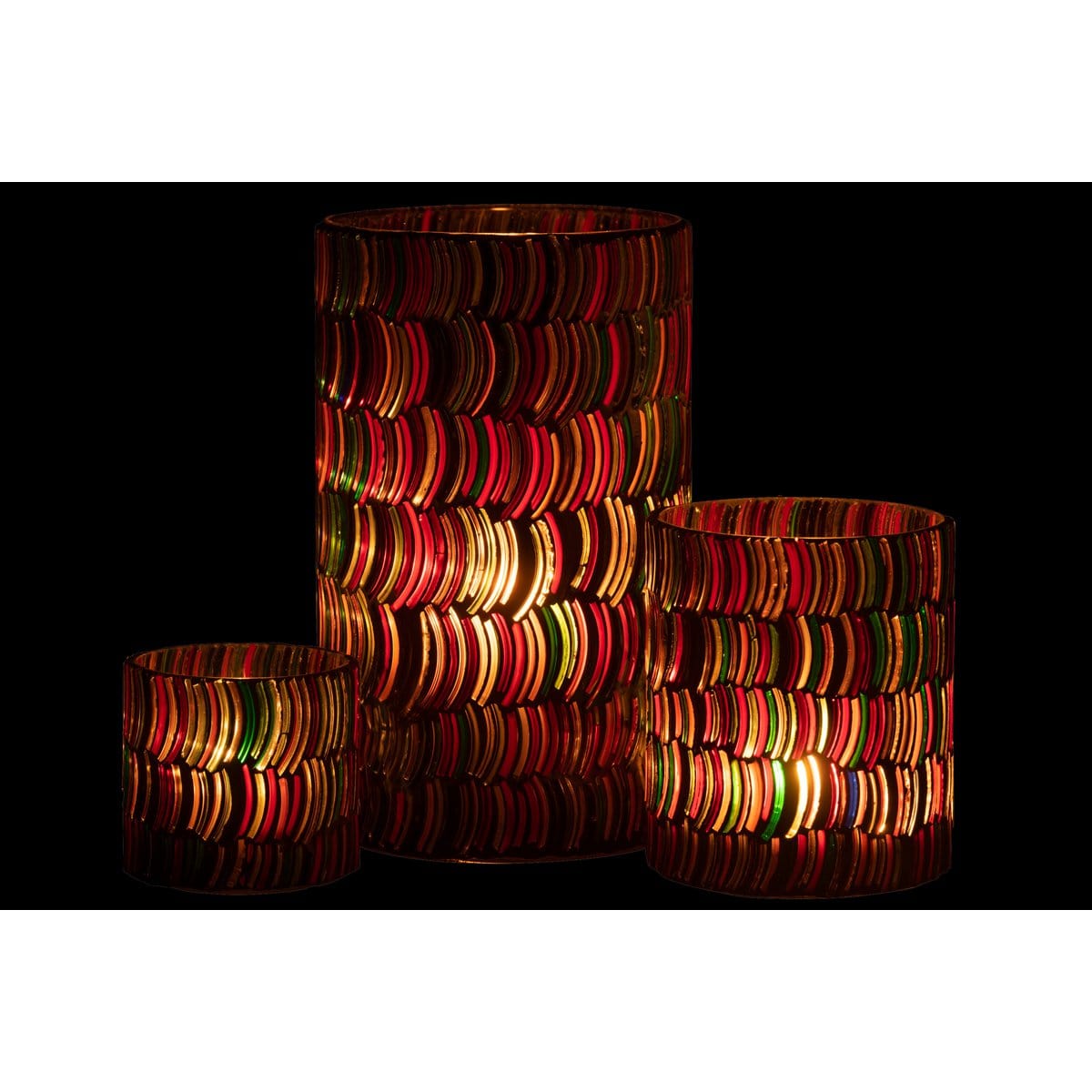J-Line J-Line windlicht Mozaiek Curve - glas - mix - large