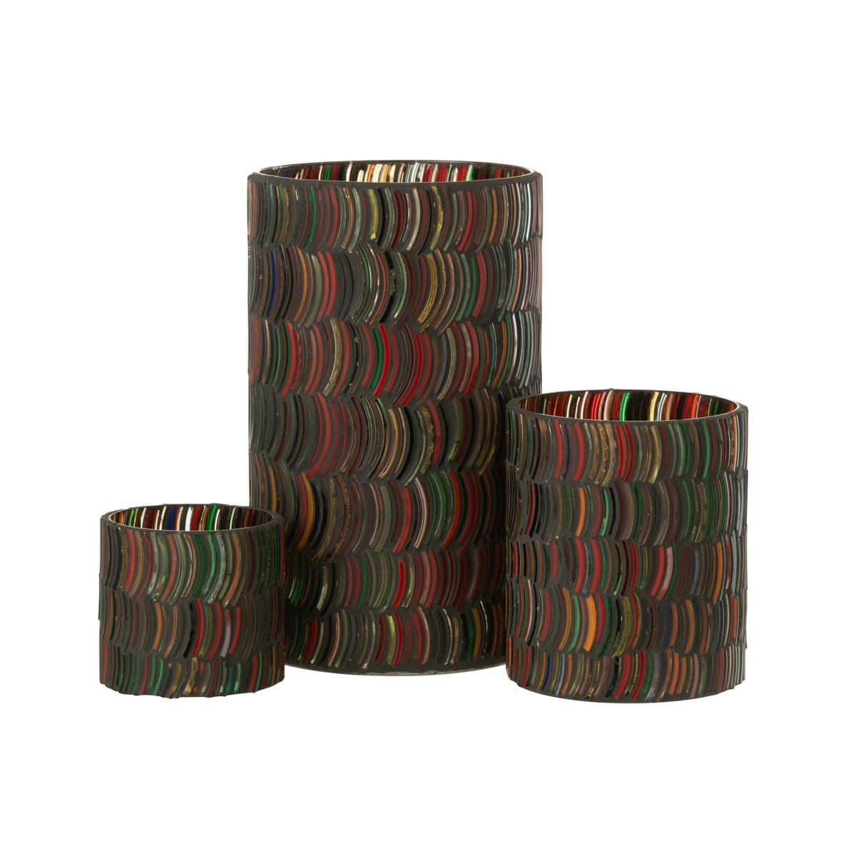 J-Line J-Line windlicht Mozaiek Curve - glas - mix - large