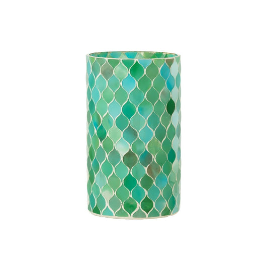 J-Line J-Line Windlicht Mozaiek Diamant Glas Blauw/Groen Large