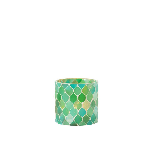 J-Line J-Line Windlicht Mozaiek Diamant Glas Blauw/Groen Medium