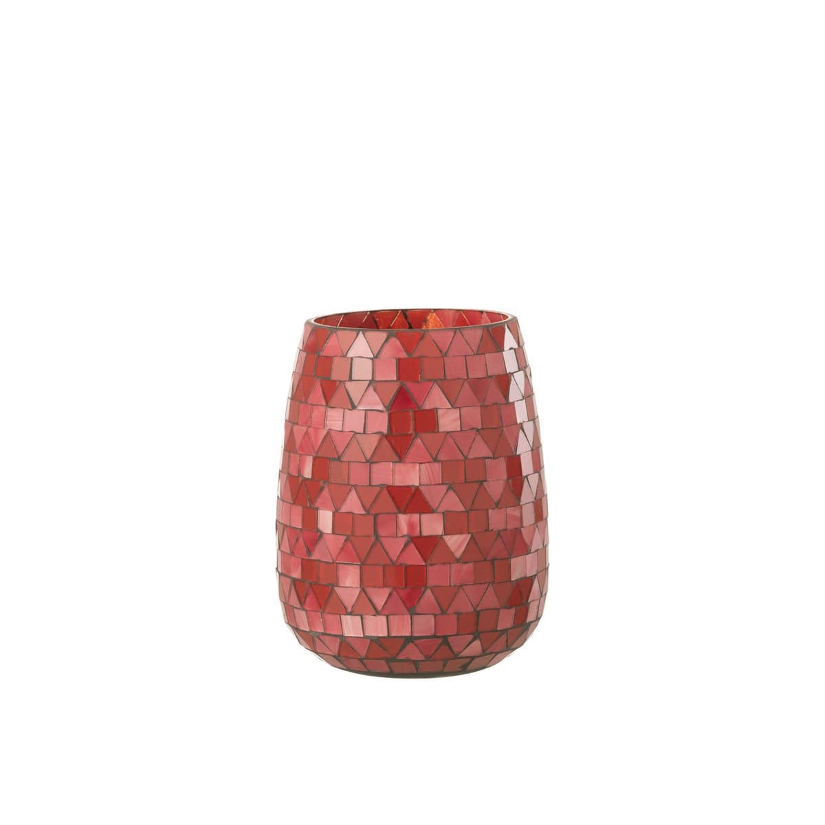 J-Line J-Line Windlicht Mozaiek Driehoek Glas Rood/Roze Medium