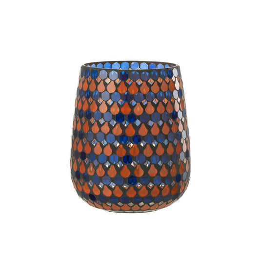 J-Line J-Line windlicht Mozaiek Druppel - glas - oranje/blauw - large