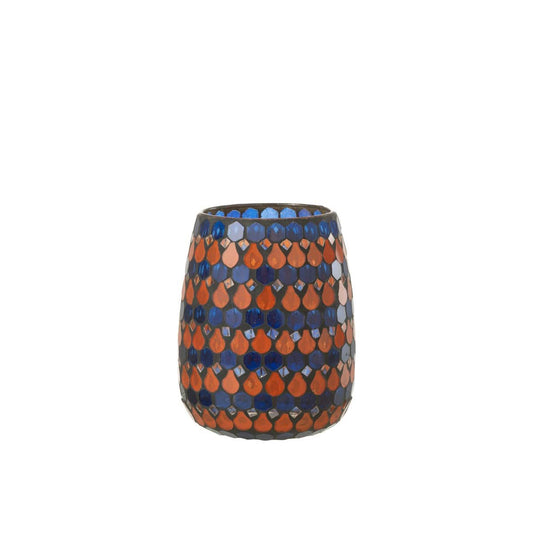 J-Line J-Line windlicht Mozaiek Druppel - glas - oranje/blauw - medium