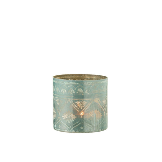 J-Line J-Line windlicht Oosters - glas - donkeraqua - small
