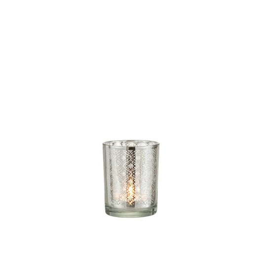 J-Line J-Line windlicht Oosters - glas - zilver - small - 2 stuks