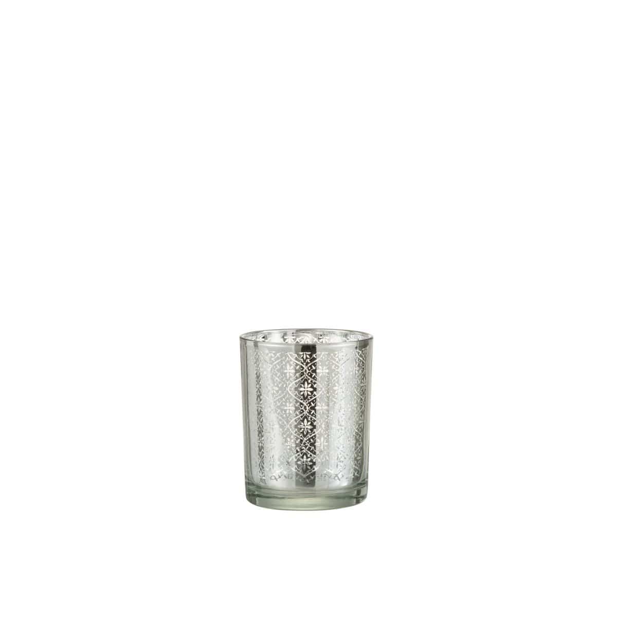 J-Line J-Line windlicht Oosters - glas - zilver - small - 2 stuks