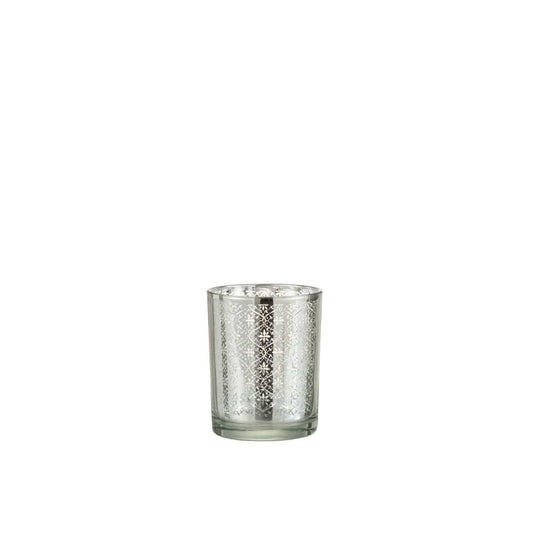 J-Line J-Line windlicht Oosters - glas - zilver - small - 2 stuks