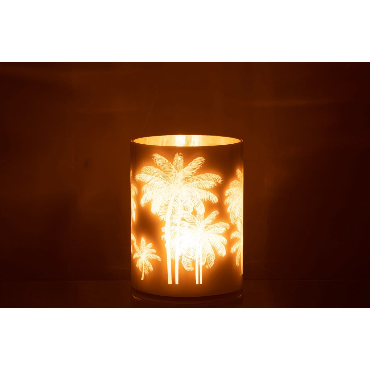 J-Line J-Line windlicht Palmbomen - glas - blauw/goud - extra large
