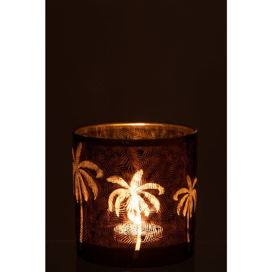 J-Line J-Line windlicht Palmboom - glas - bruin - large