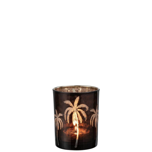 J-Line J-Line windlicht Palmboom - glas - bruin - medium