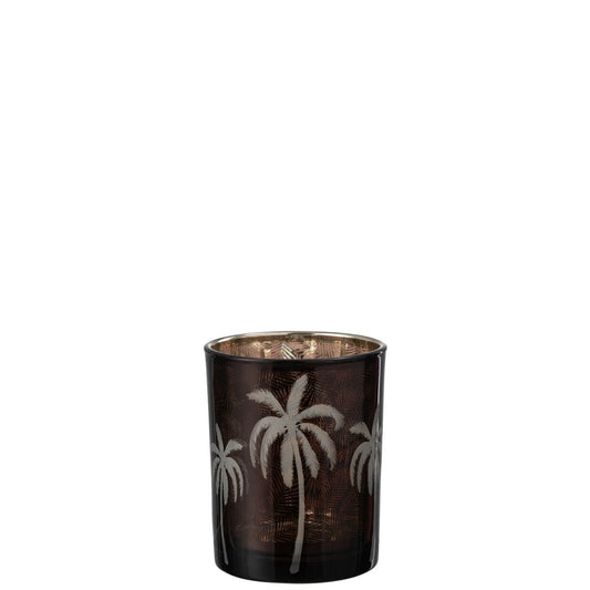 J-Line J-Line windlicht Palmboom - glas - bruin - medium