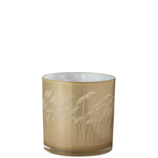 J-Line J-Line windlicht Pampas - glas - beige/wit - large