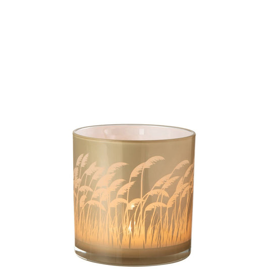 J-Line J-Line windlicht Pampas - glas - beige/wit - large
