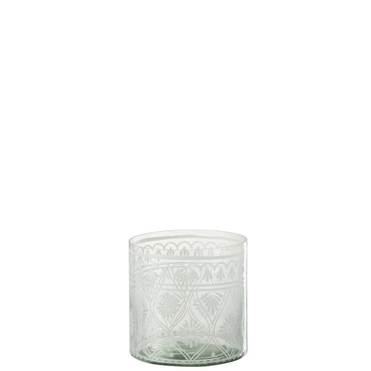 J-Line J-Line windlicht Patroon - glas - transparant/wit - small - 4 stuks
