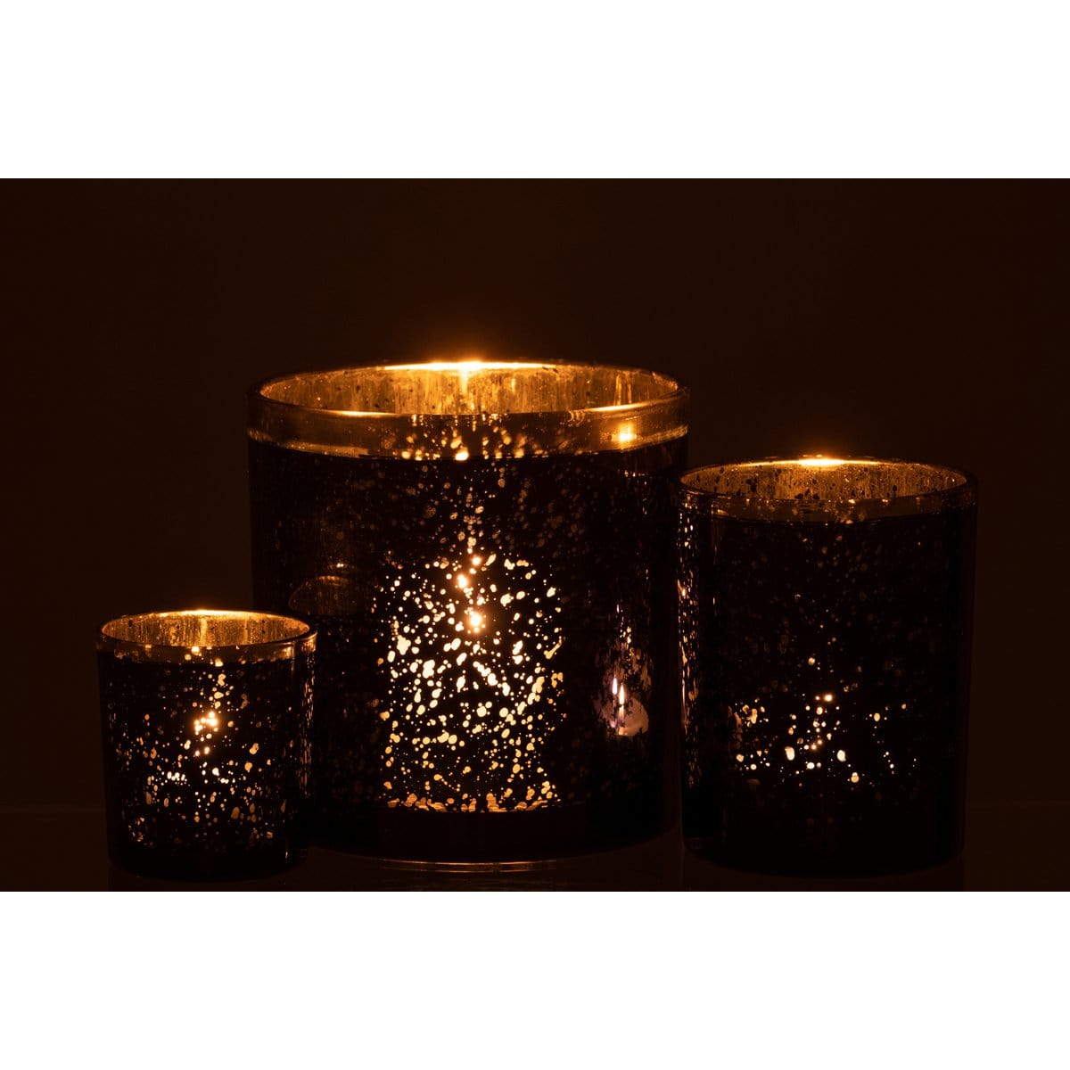 J-Line J-Line windlicht Rand - glas - blauw/goud - large