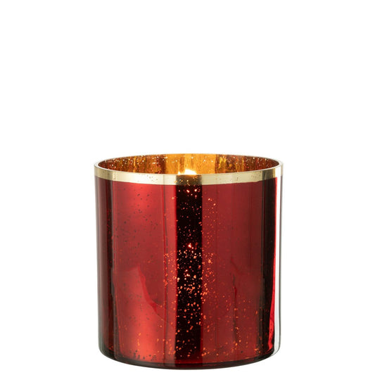J-Line J-Line windlicht Rand - glas - goud/rood - extra large