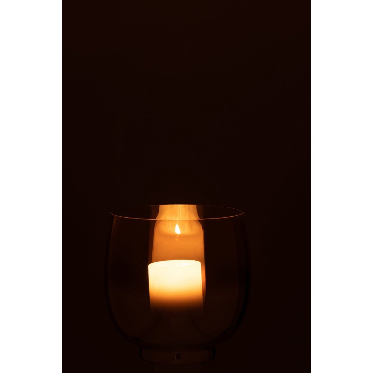 J-Line J-Line windlicht Rond - glas - geel/zilver - medium