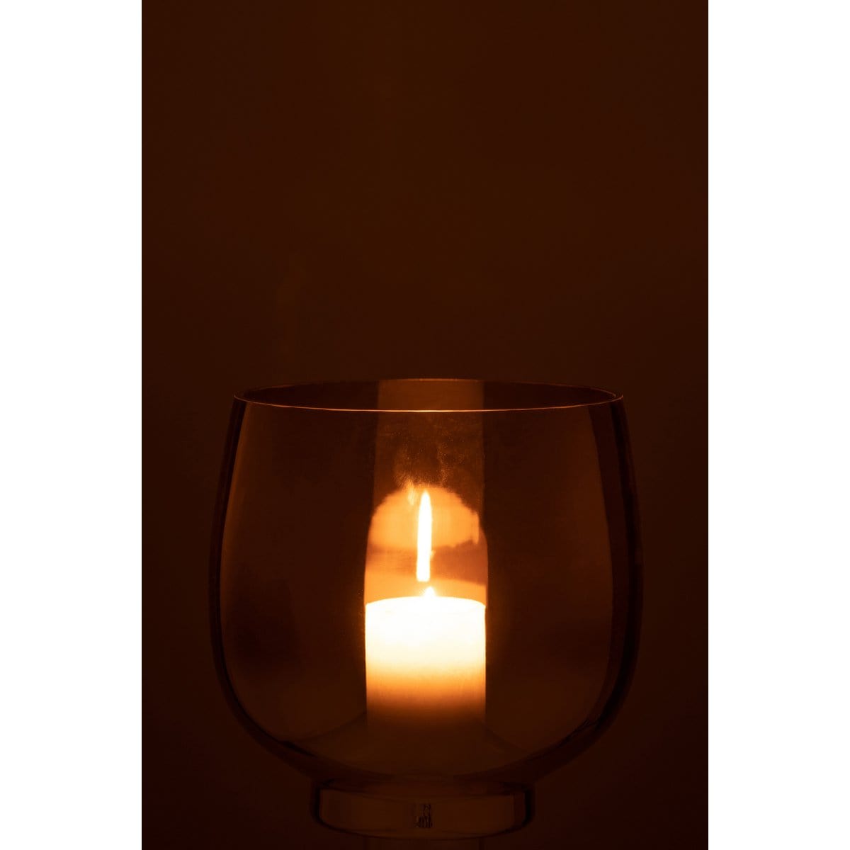 J-Line J-Line windlicht Rond - glas - grijs/zilver - large