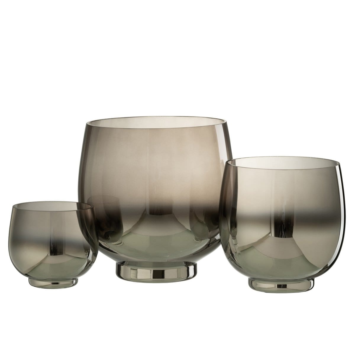 J-Line J-Line windlicht Rond - glas - grijs/zilver - large