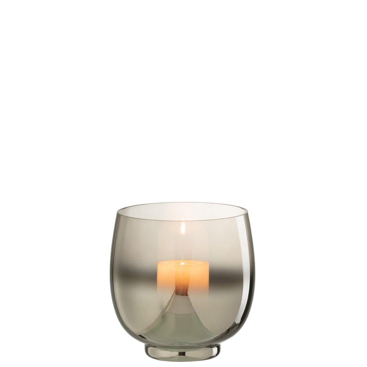 J-Line J-Line windlicht Rond - glas - grijs/zilver - medium
