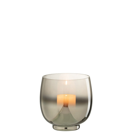 J-Line J-Line windlicht Rond - glas - grijs/zilver - medium