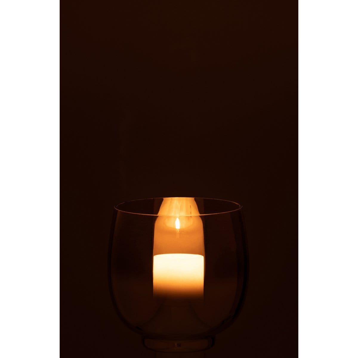 J-Line J-Line windlicht Rond - glas - grijs/zilver - medium