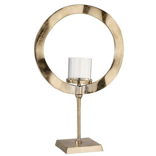 J-Line J-Line windlicht Rond Voet - aluminium - goud - large