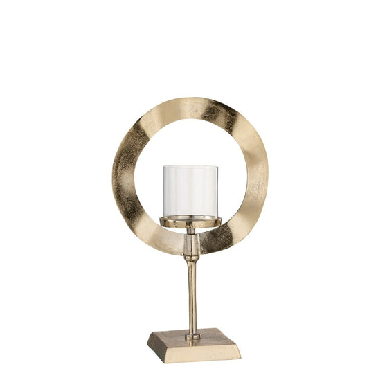 J-Line J-Line windlicht Rond Voet - aluminium - goud - small