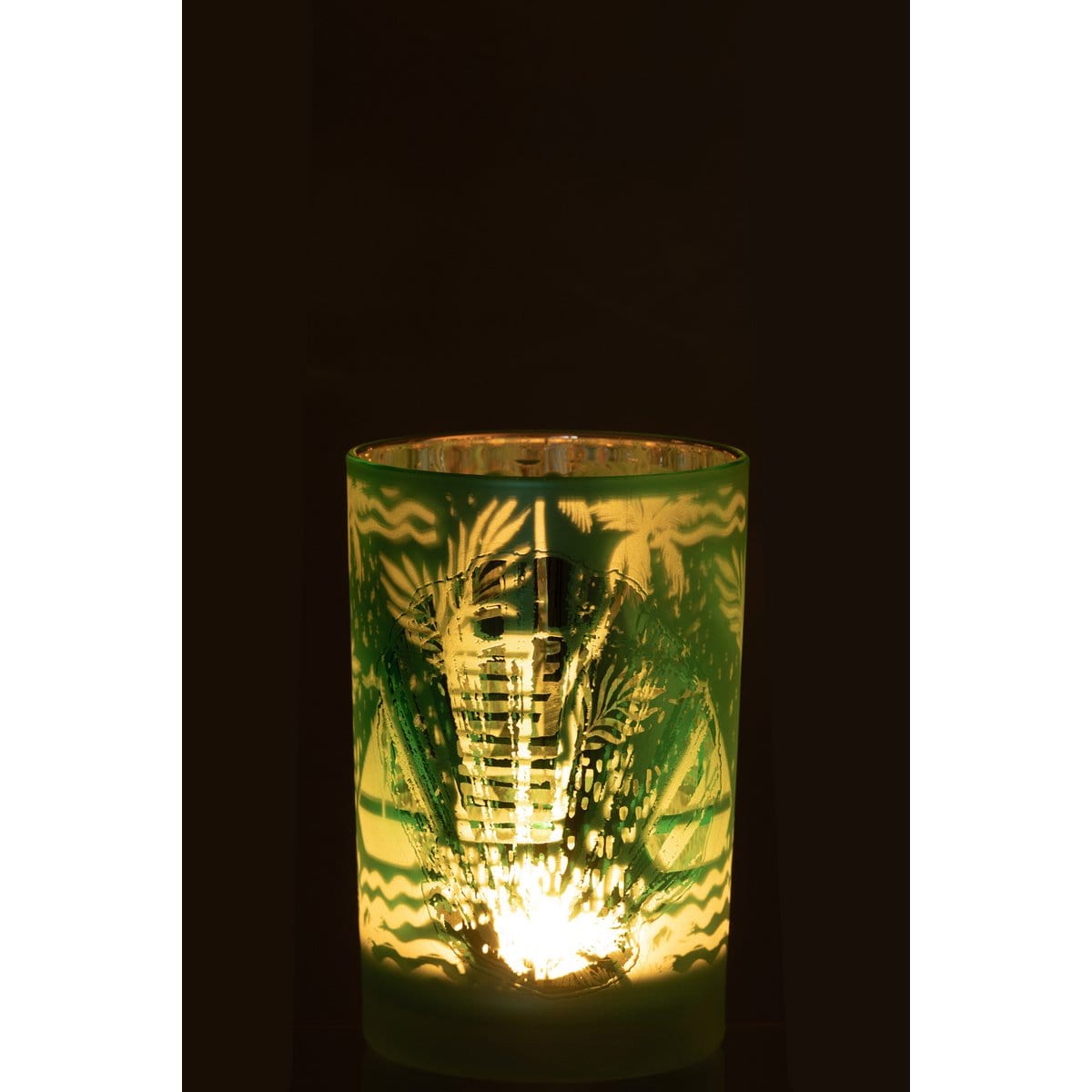 J-Line J-Line windlicht Schelpen - glas - blauw/zilver - large