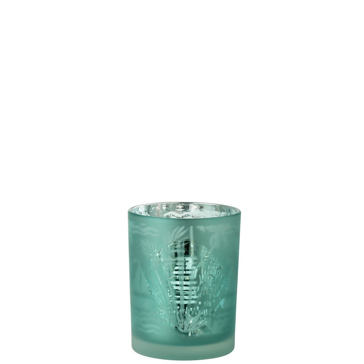 J-Line J-Line windlicht Schelpen - glas - blauw/zilver - small