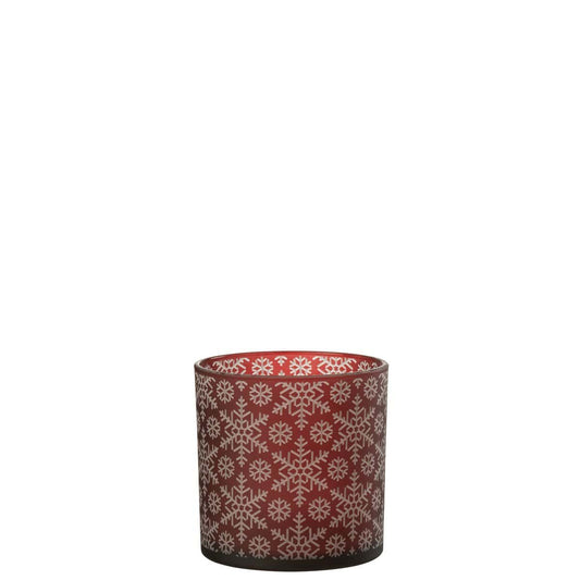 J-Line J-Line windlicht Sneeuw - glas - rood - large