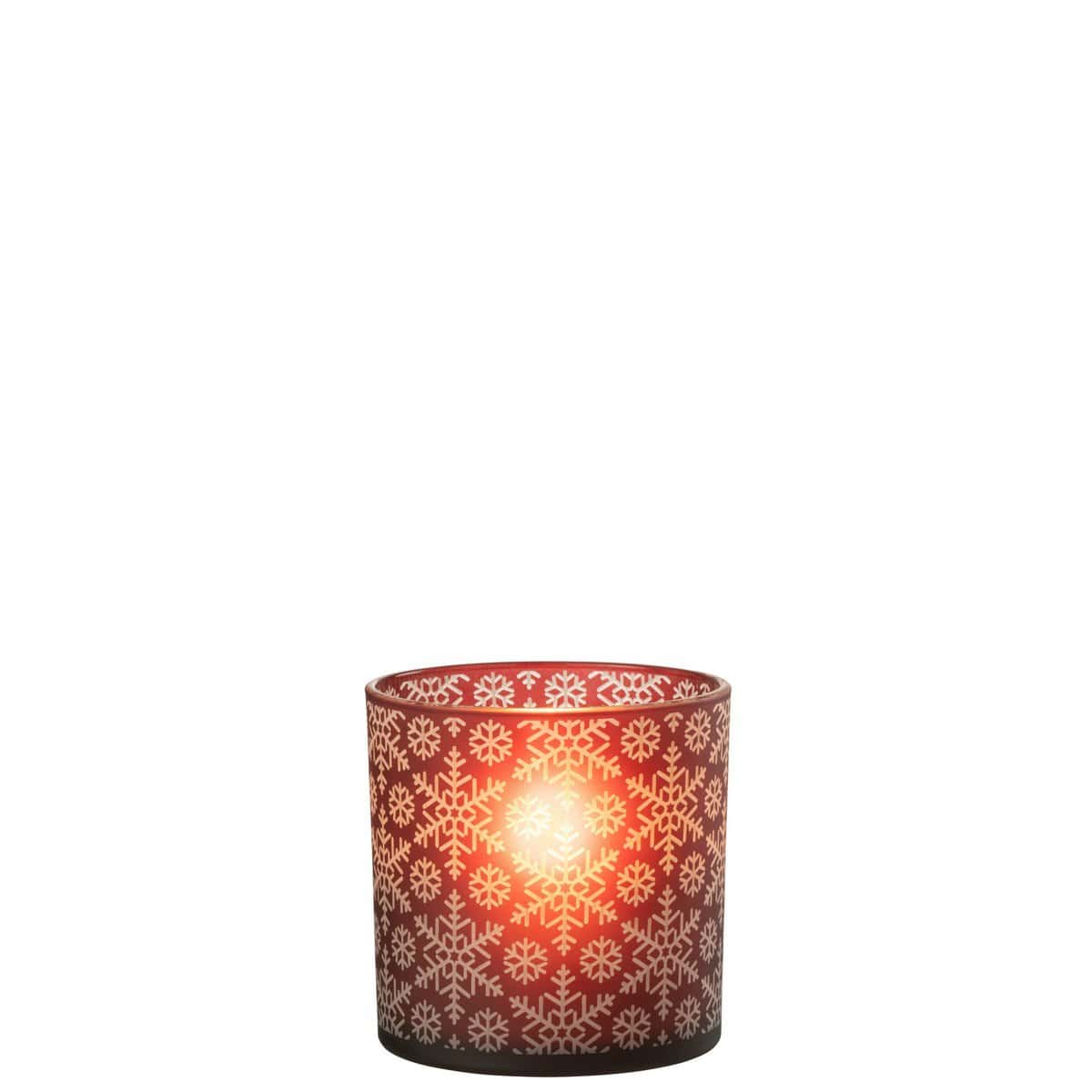 J-Line J-Line windlicht Sneeuw - glas - rood - large