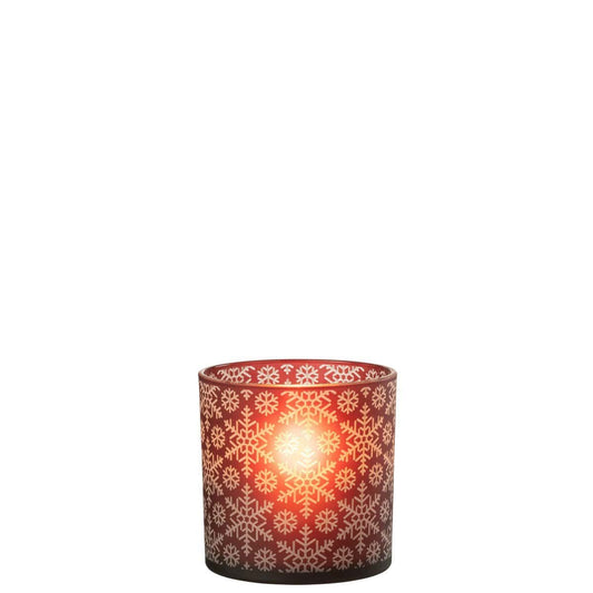J-Line J-Line windlicht Sneeuw - glas - rood - large