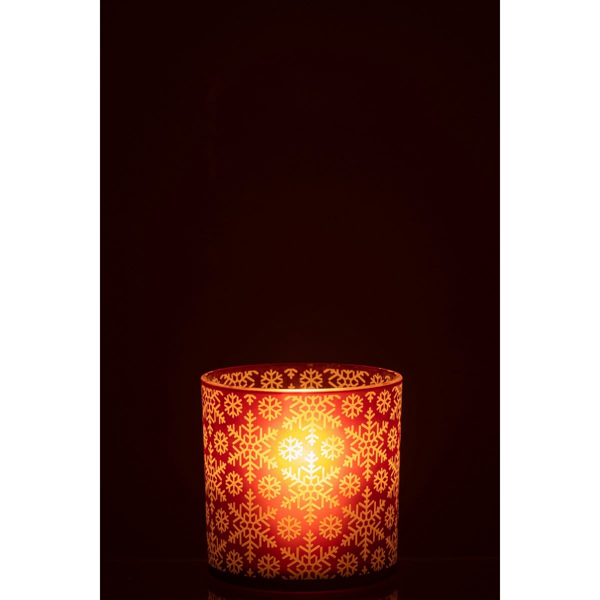 J-Line J-Line windlicht Sneeuw - glas - rood - large
