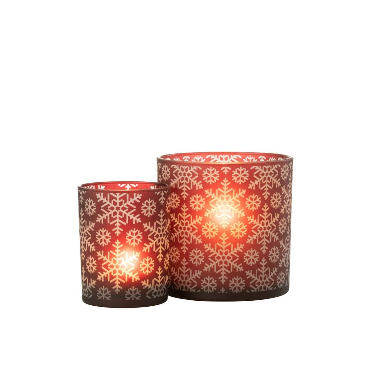 J-Line J-Line windlicht Sneeuw - glas - rood - large