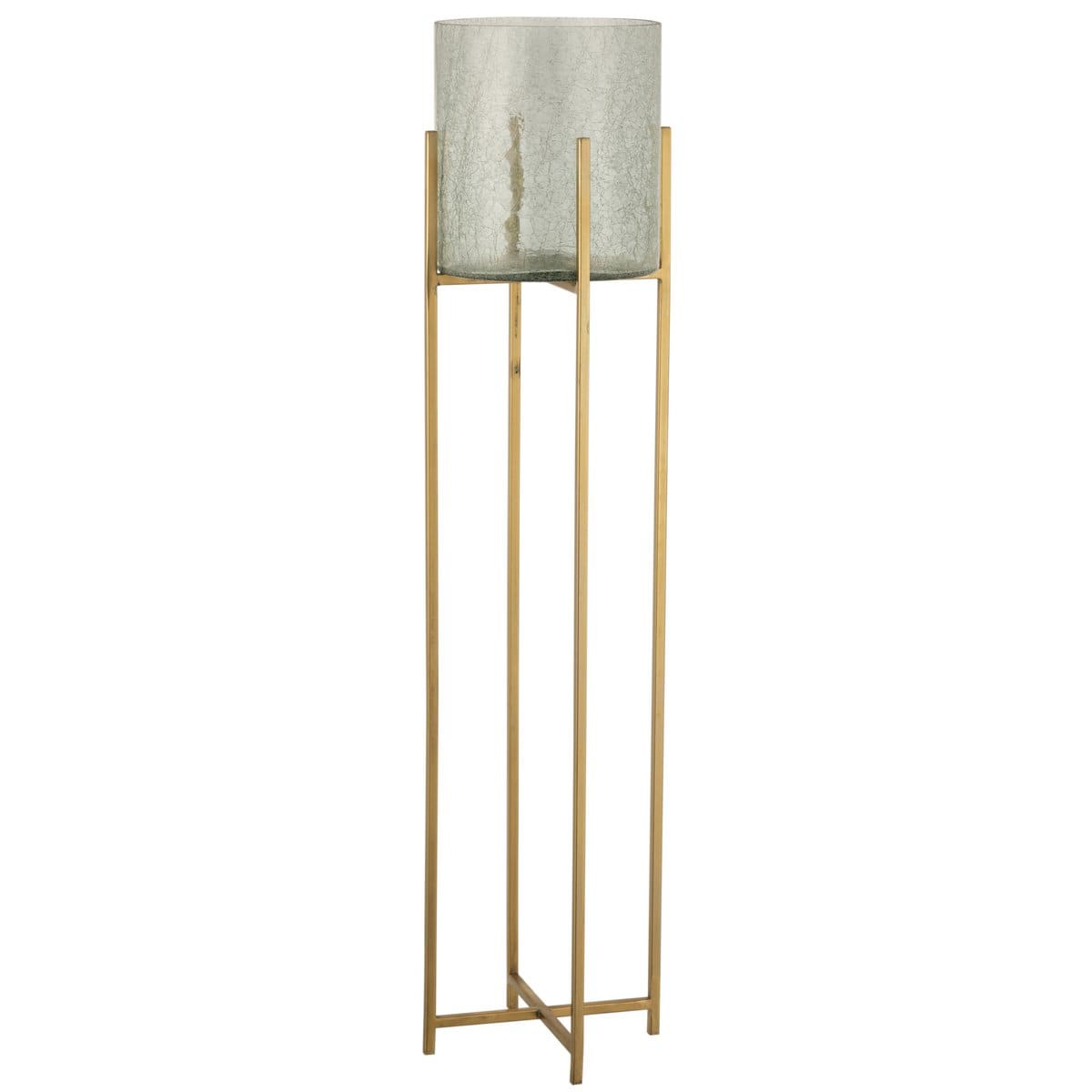 J-Line J-Line Windlicht Sofia Craquele Glas/RVS Goud Groot