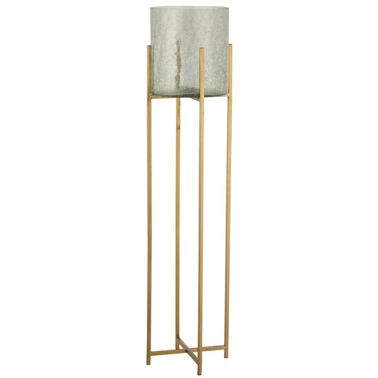 J-Line J-Line Windlicht Sofia Craquele Glas/RVS Goud Groot