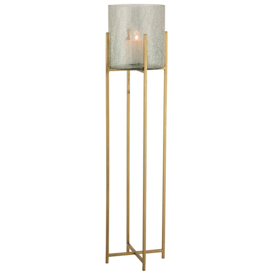 J-Line J-Line Windlicht Sofia Craquele Glas/RVS Goud Groot