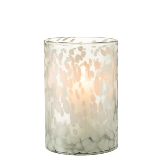 J-Line J-Line windlicht Spikkel - glas - grijs/wit - large