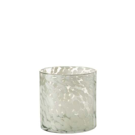 J-Line J-Line windlicht Spikkel - glas - grijs/wit - medium