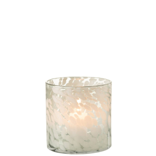 J-Line J-Line windlicht Spikkel - glas - grijs/wit - medium
