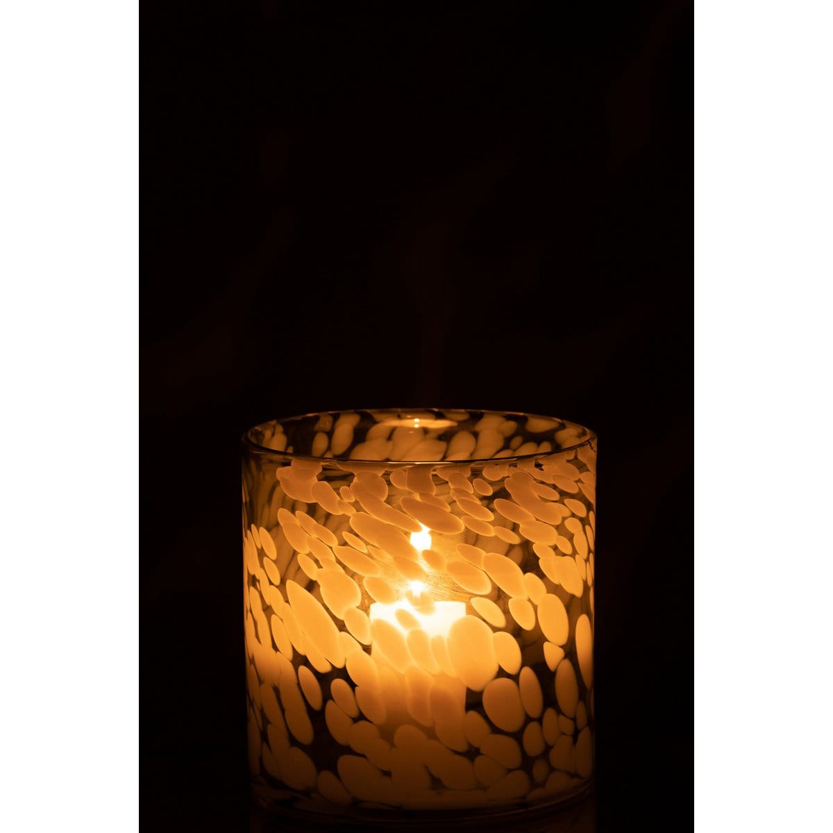 J-Line J-Line windlicht Spikkel - glas - grijs/wit - medium
