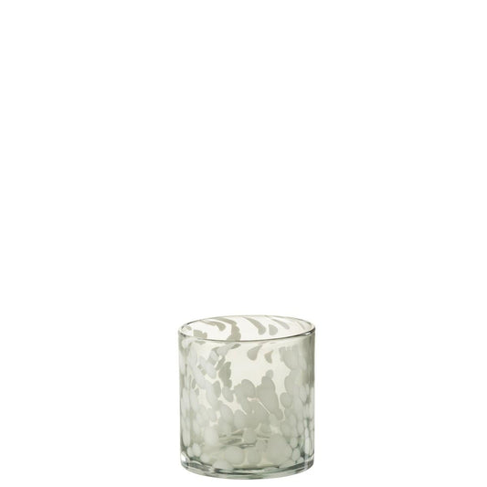 J-Line J-Line windlicht Spikkel - glas - grijs/wit - small