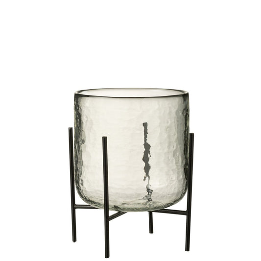 J-Line J-Line windlicht Staand - glas/ijzer - transparant - large -